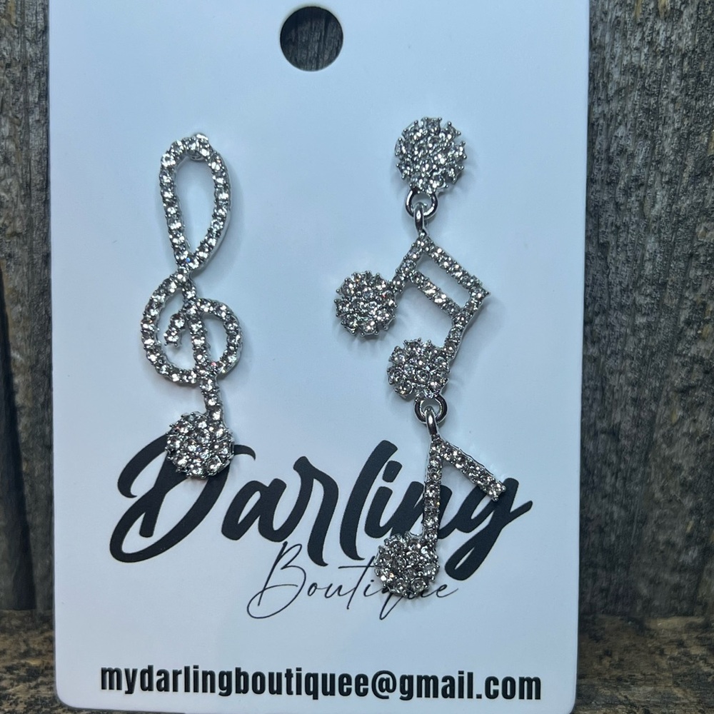 Silver Music Note Earrings